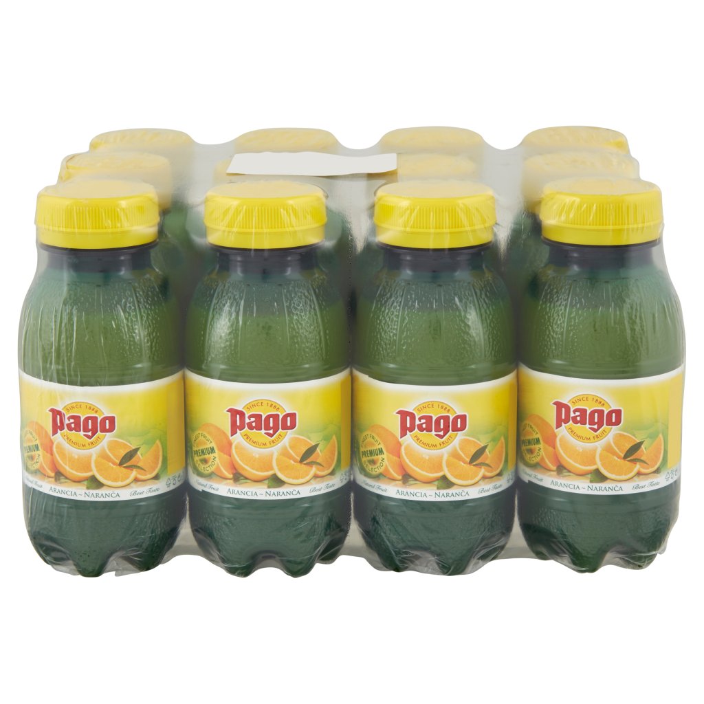 Pago Succo di Frutta, Arancia 100% Bottiglia Pet Monodose 20 Cl x 12