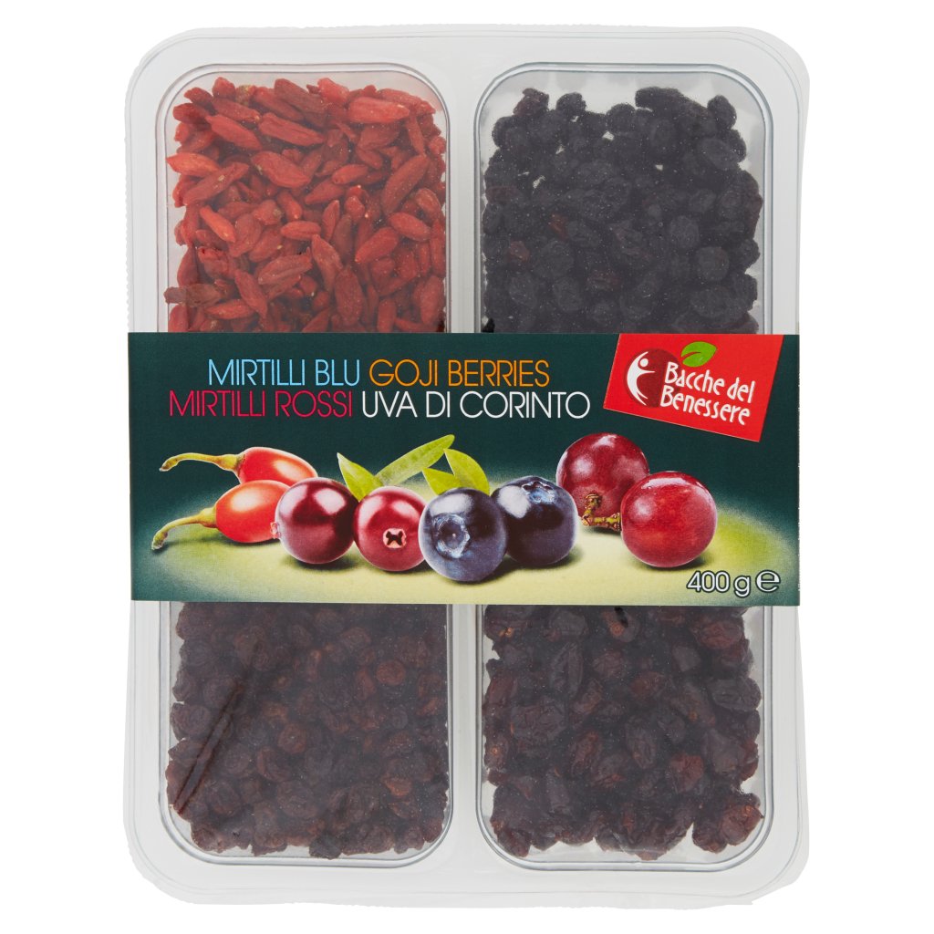 Eurocompany Bacche del Benessere Mirtilli Blu Goji Berries Mirtilli Rossi Uva di Corinto