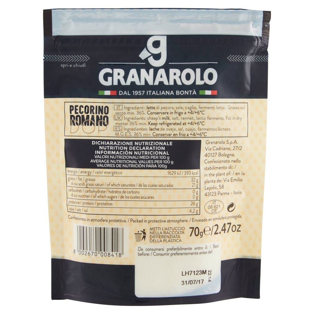 Granarolo Pecorino Romano Dop Grattugiato Fresco Supermercato24