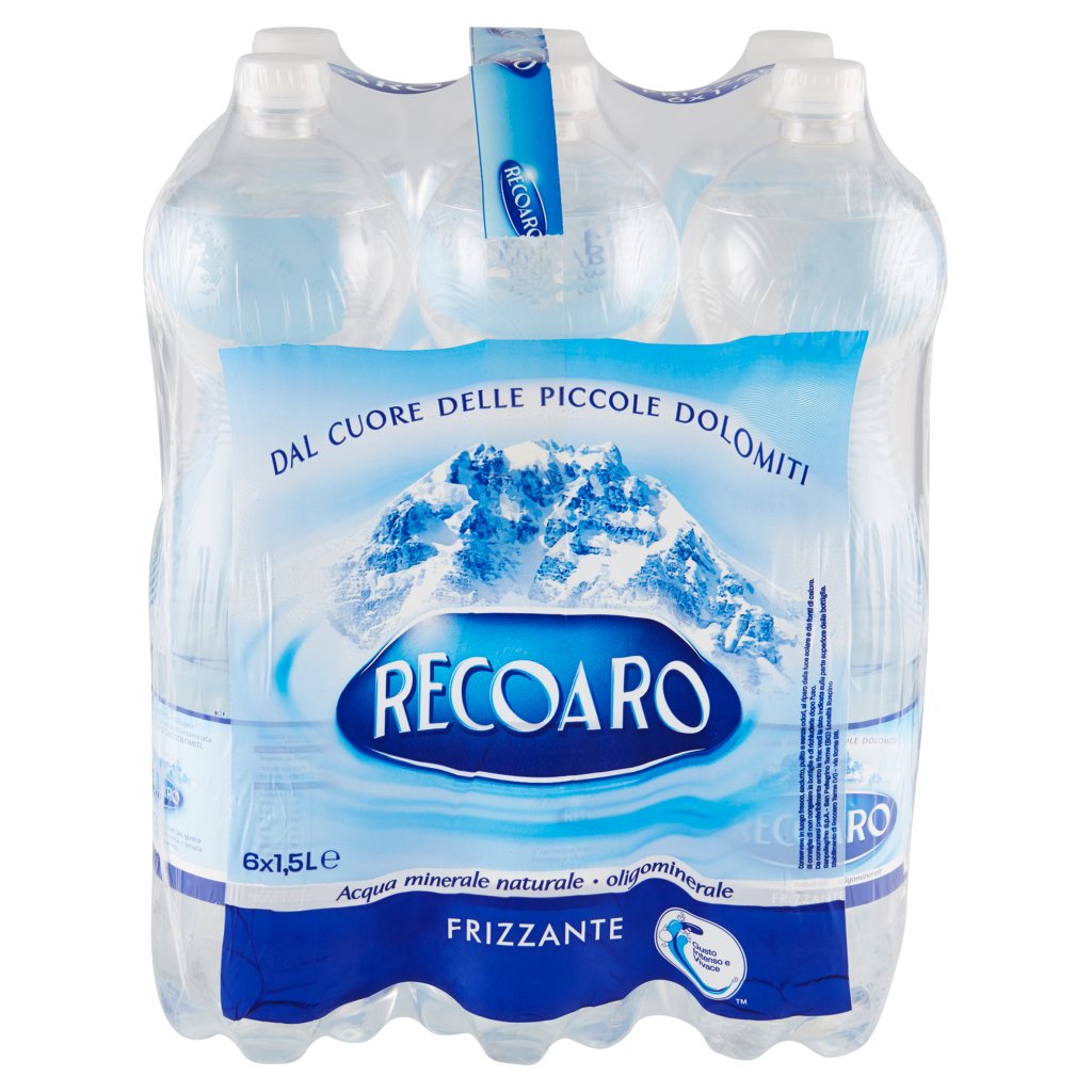 Recoaro Recoaro, Acqua Minerale Frizzante, Bottiglia Grande 1,5l x 6