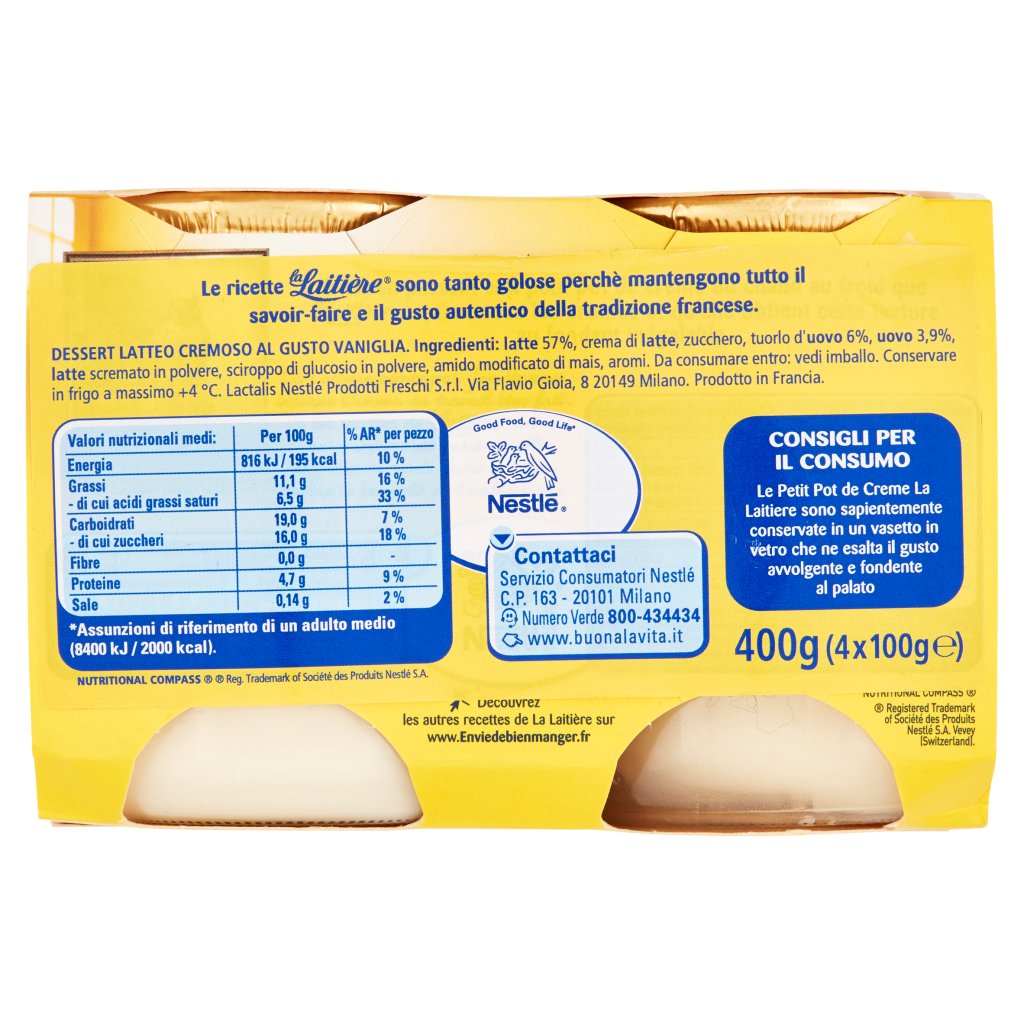 Nestlé La Laitière Crema Vaniglia 4 x 100 g