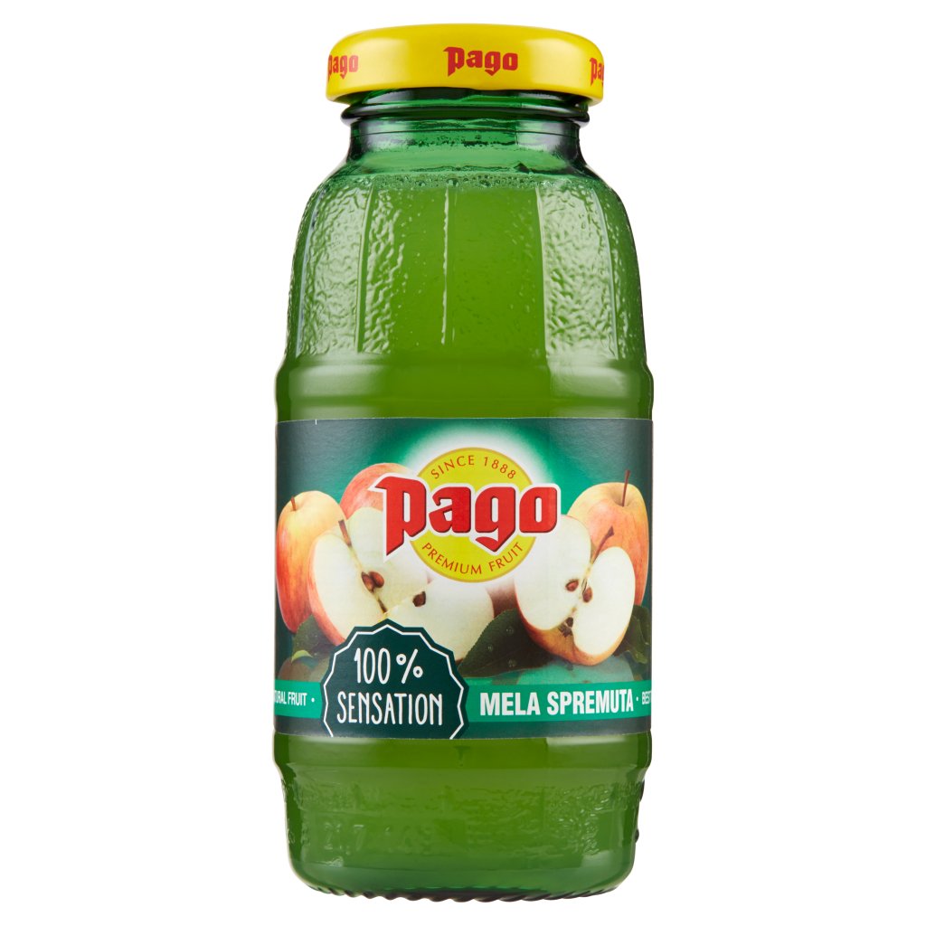 Pago Succo di Frutta, Mela Spremuta 100%, Bottiglia Vetro Monodose 20 Cl