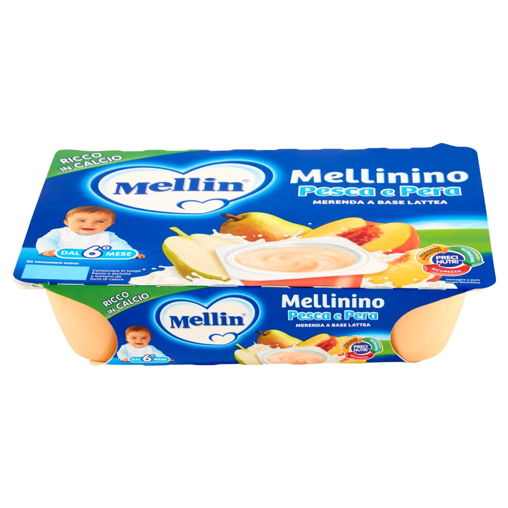 Mellin Ino Pesca e Pera Merenda a Base Lattea 6 x 60 g