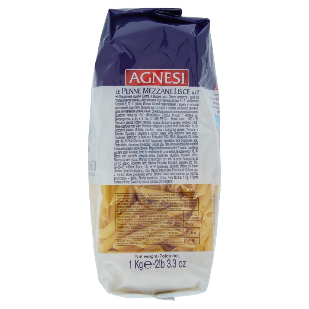 Agnesi Pasta Sem.Penne 17 Kg1 Gr 1000