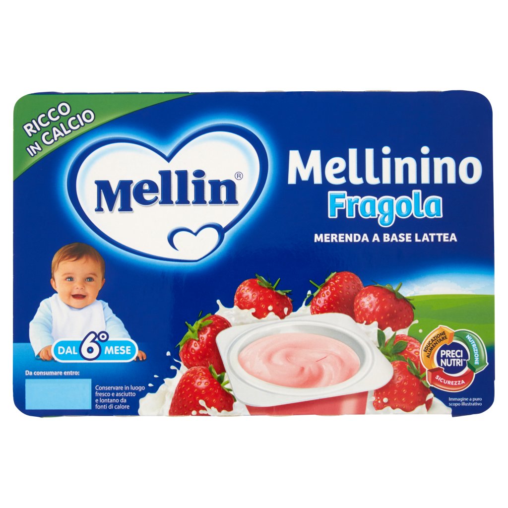 Mellin Ino Fragola Merenda a Base Lattea 6 x 60 g