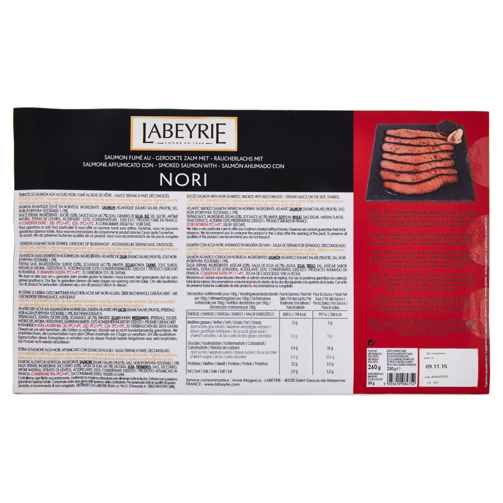 Labeyrie Salmone Affumicato con Nori 230 + con Salsa Teriyaki 30 g