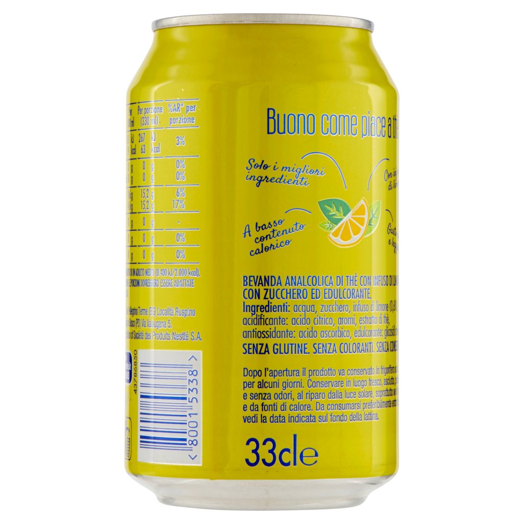 Belte' , Bevanda Analcolica di Thè in Acqua Minerale Naturale con Limone Infuso , Lattina