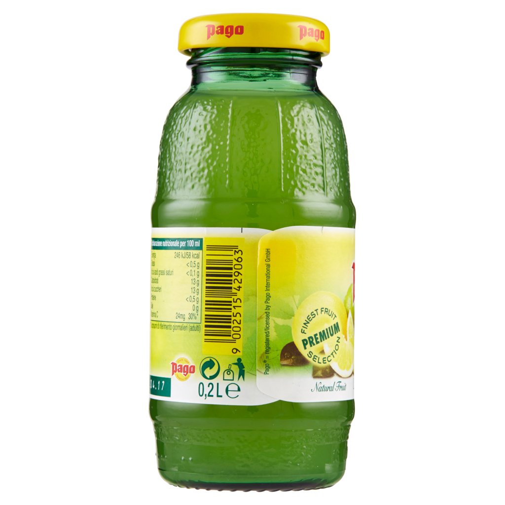 Pago Succo di Frutta, Limone - Lime, Bottiglia Vetro Monodose 20 Cl