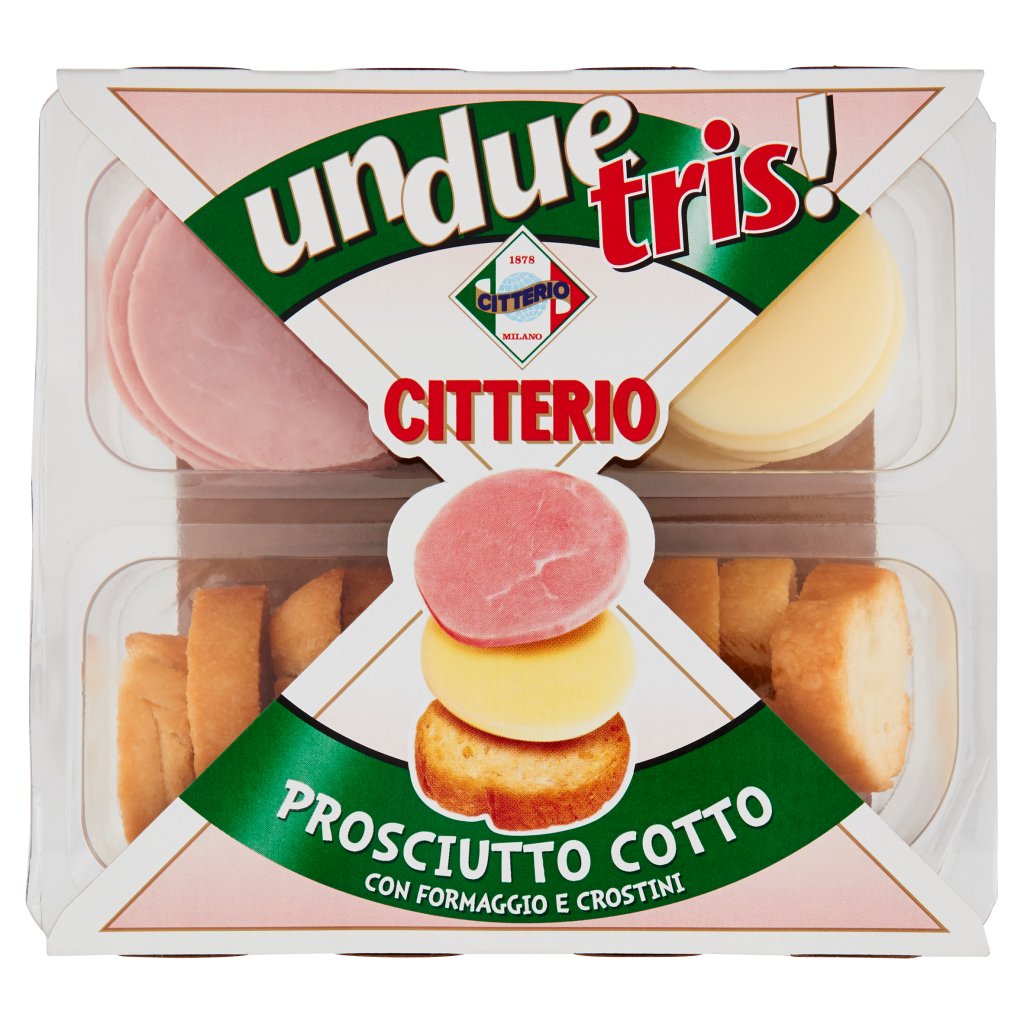 Citterio Un Due Tris! Prosciutto Cotto con Formaggio e Crostini Everli