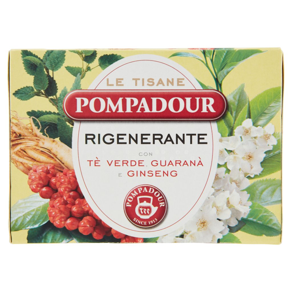 Pompadour Le Tisane Rigenerante con Tè Verde, Guaranà e Ginseng 15 Bustine