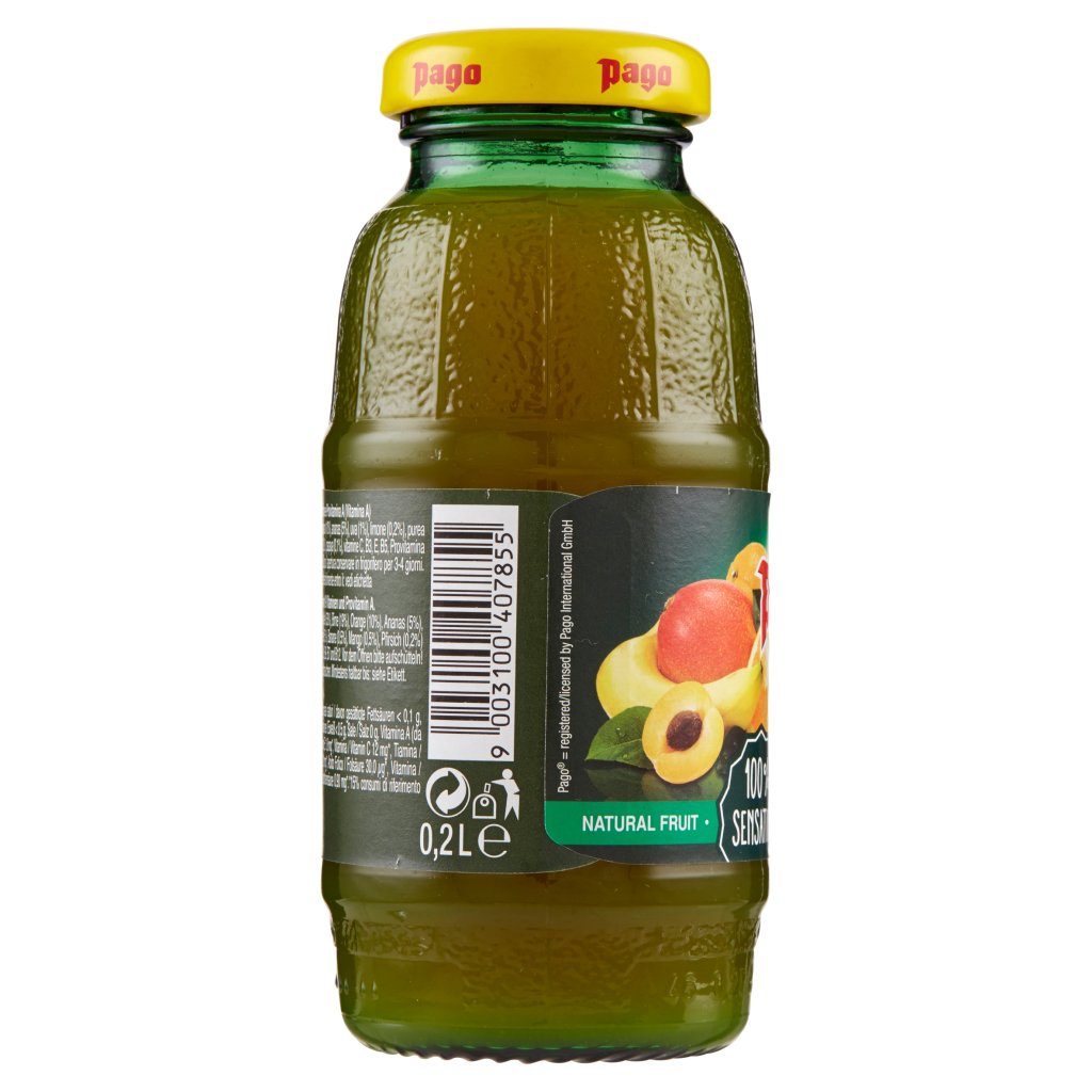 Pago Succo di Frutta, Cocktail Multivitaminico 100%, Bottiglia Vetro Monodose 20 Cl