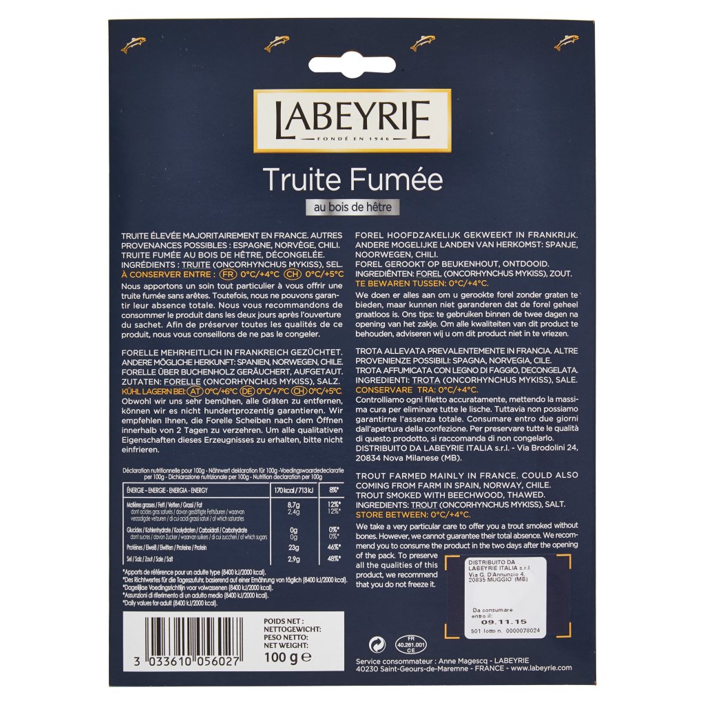 Labeyrie Trota Affumicata con Legno di Faggio 2 Fette