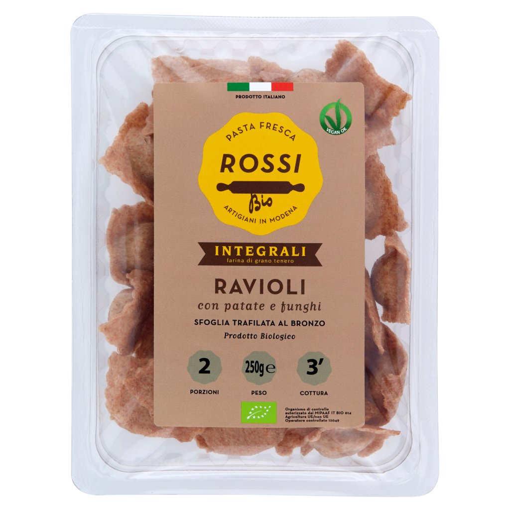 Pasta Fresca Rossi Bio Integrali Ravioli con Patate e Funghi