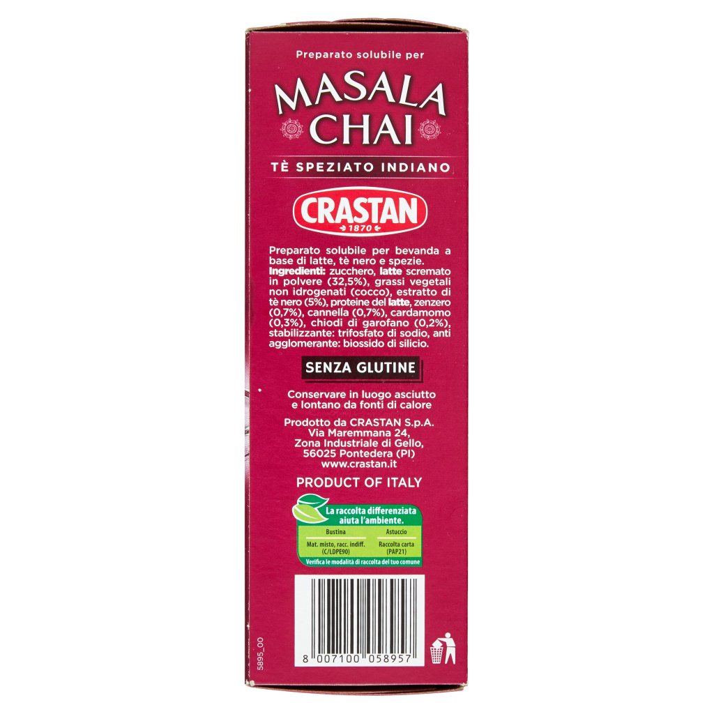 Crastan Preparato Solubile per Masala Chai Tè Speziato Indiano