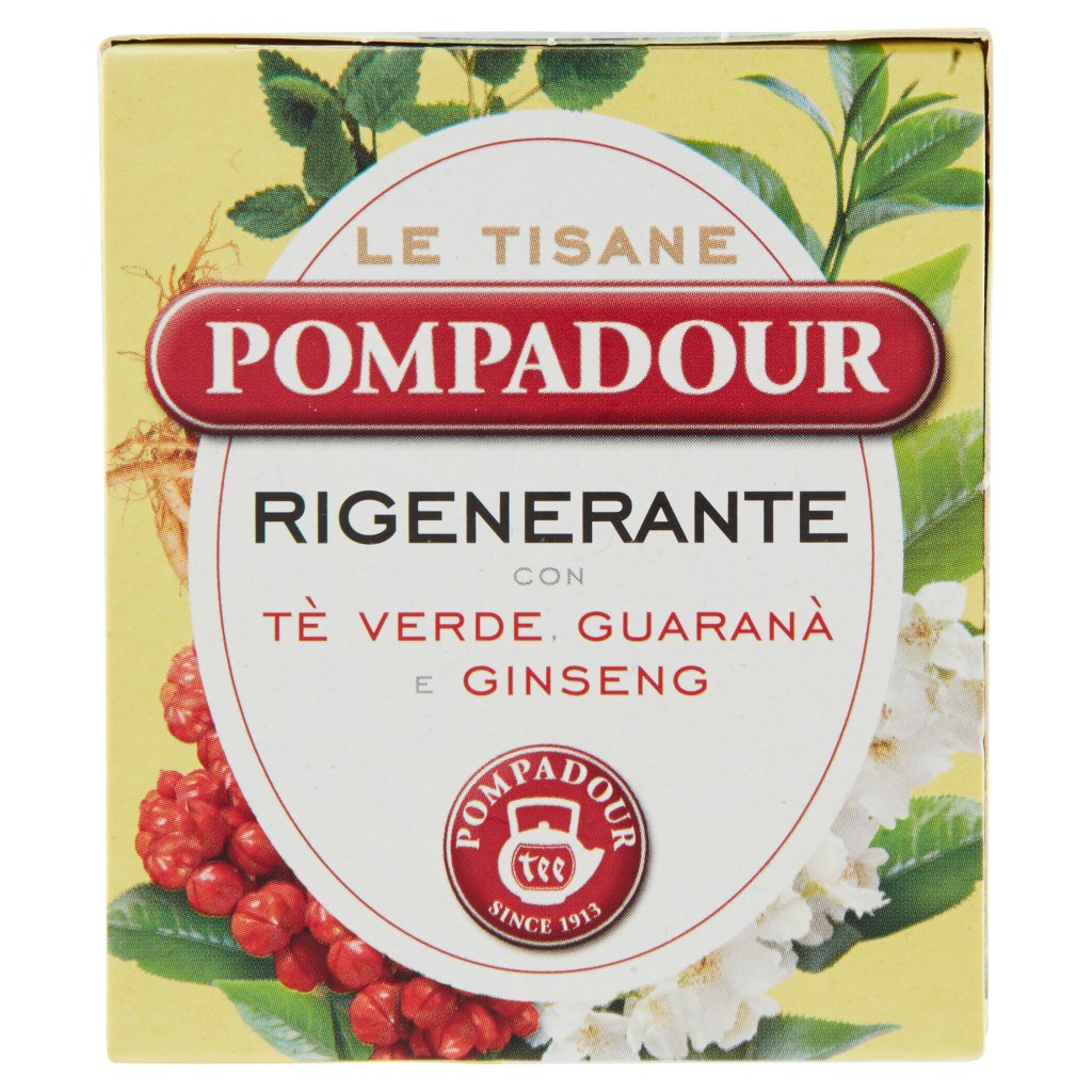 Pompadour Le Tisane Rigenerante con Tè Verde, Guaranà e Ginseng 15 Bustine