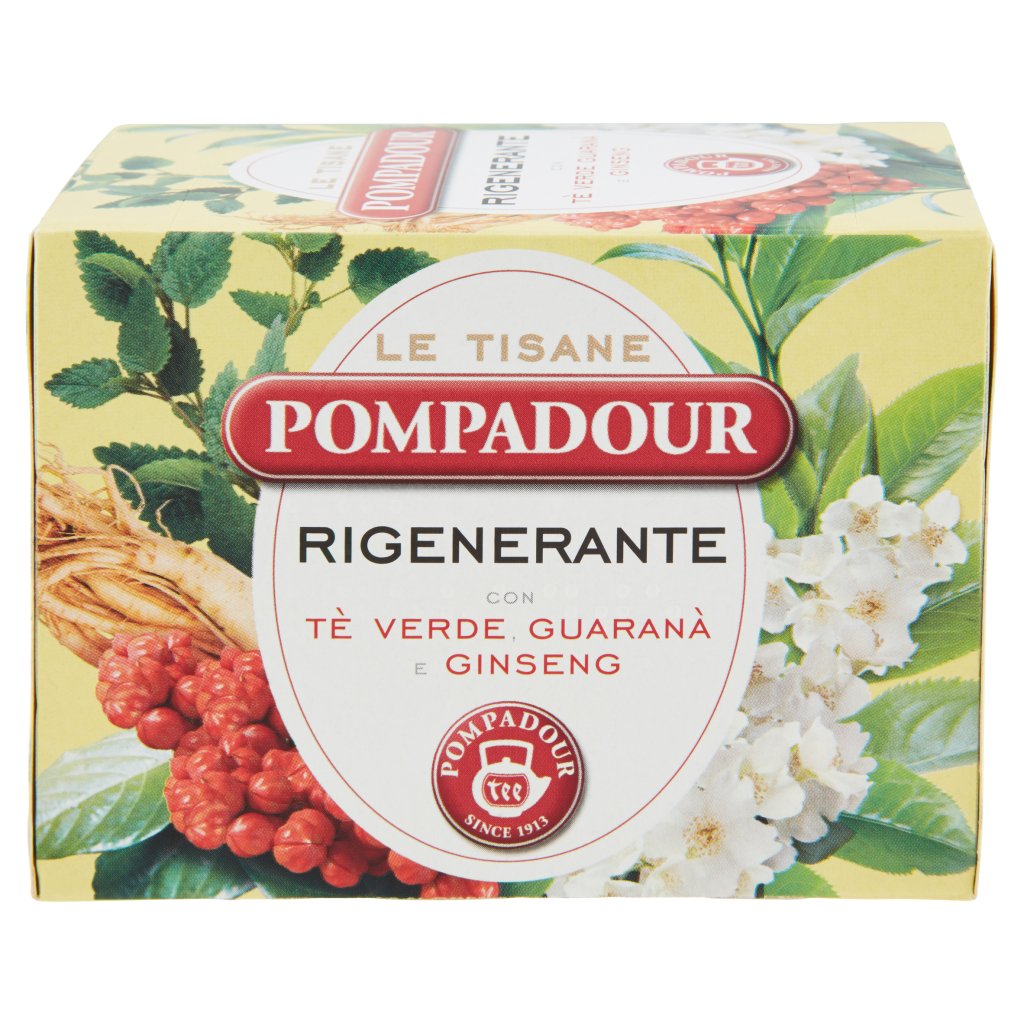 Pompadour Le Tisane Rigenerante con Tè Verde, Guaranà e Ginseng 15 Bustine