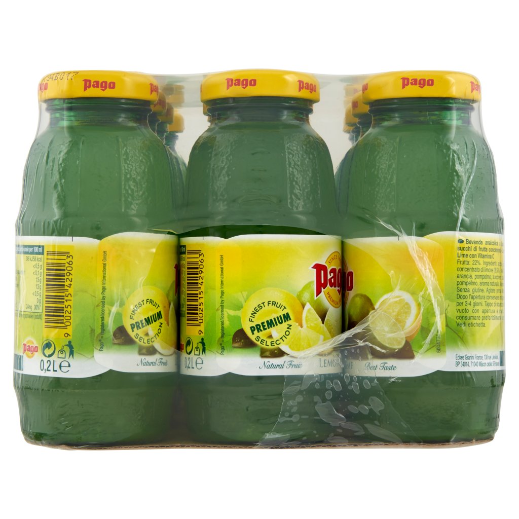 Pago Succo di Frutta, Limone - Lime, Bottiglia Vetro Monodose