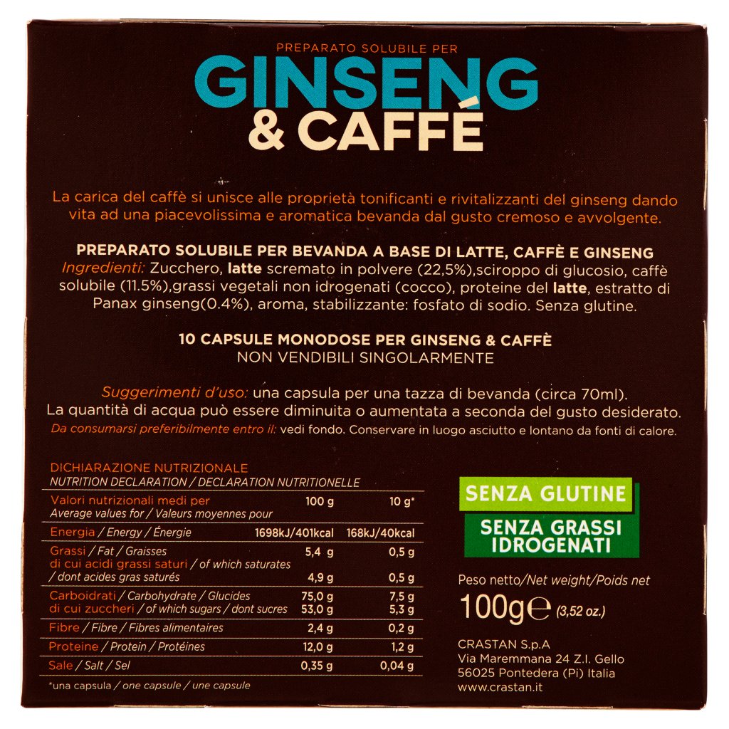 Crastan Ginseng & Caffè Capsule Compatibili con Macchine Dolce Gusto* 10 x 10 g