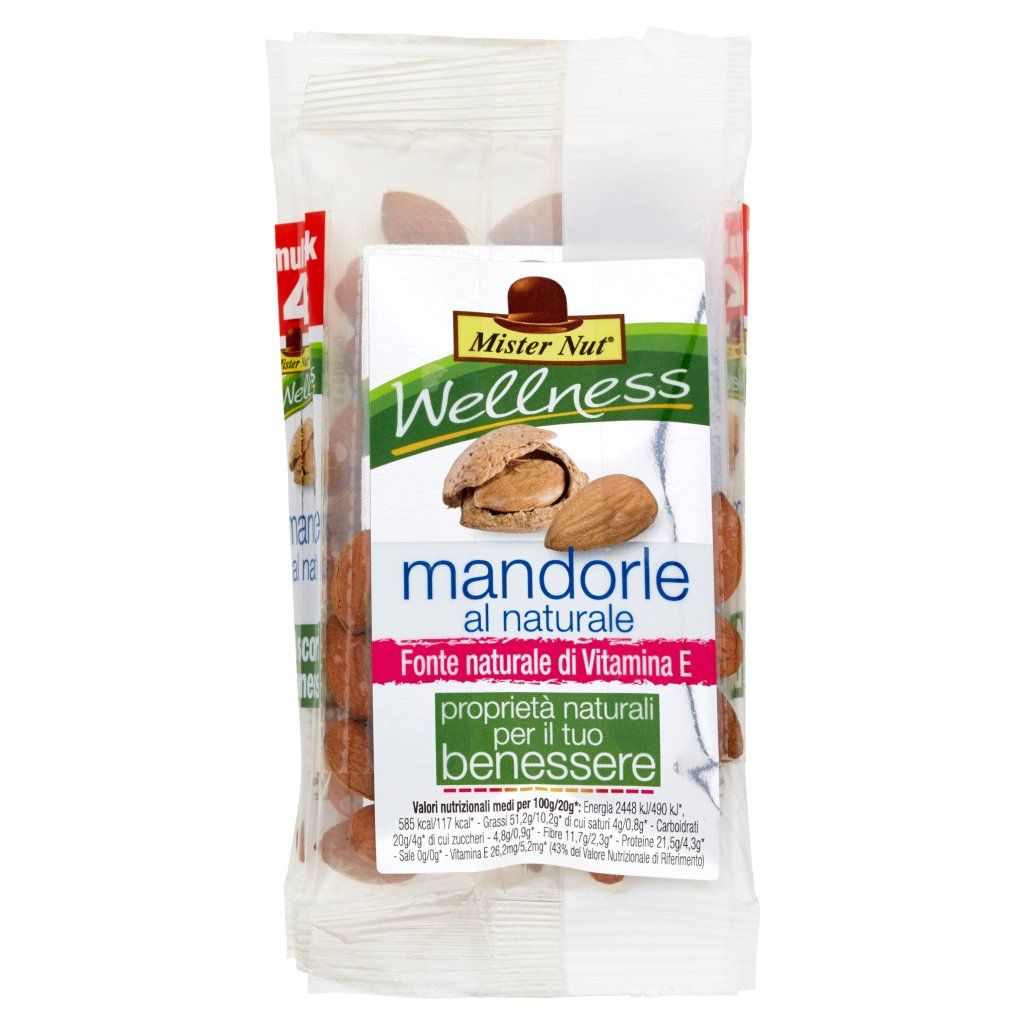 Mister Nut Wellness Mandorle al Naturale Multipack 4 x 20 g