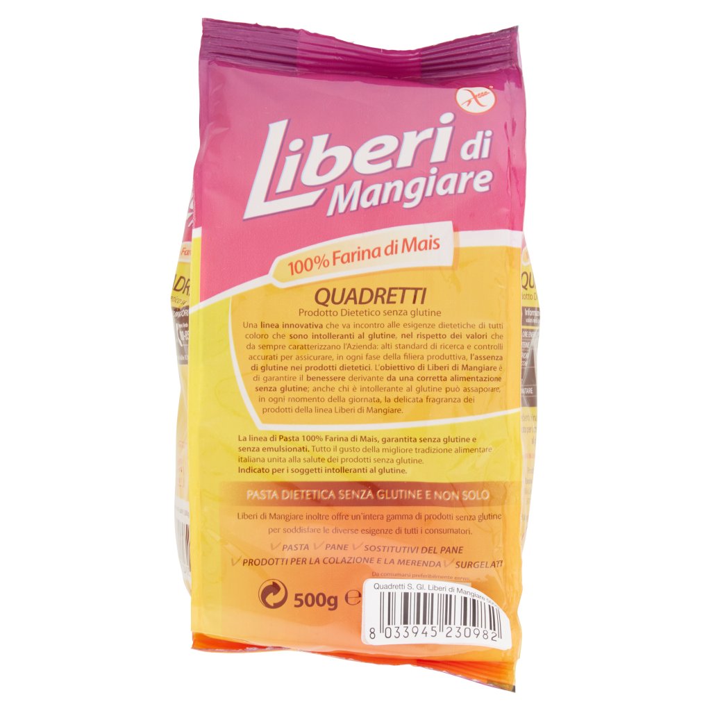 Liberi di Mangiare 100% Farina di Mais Quadretti