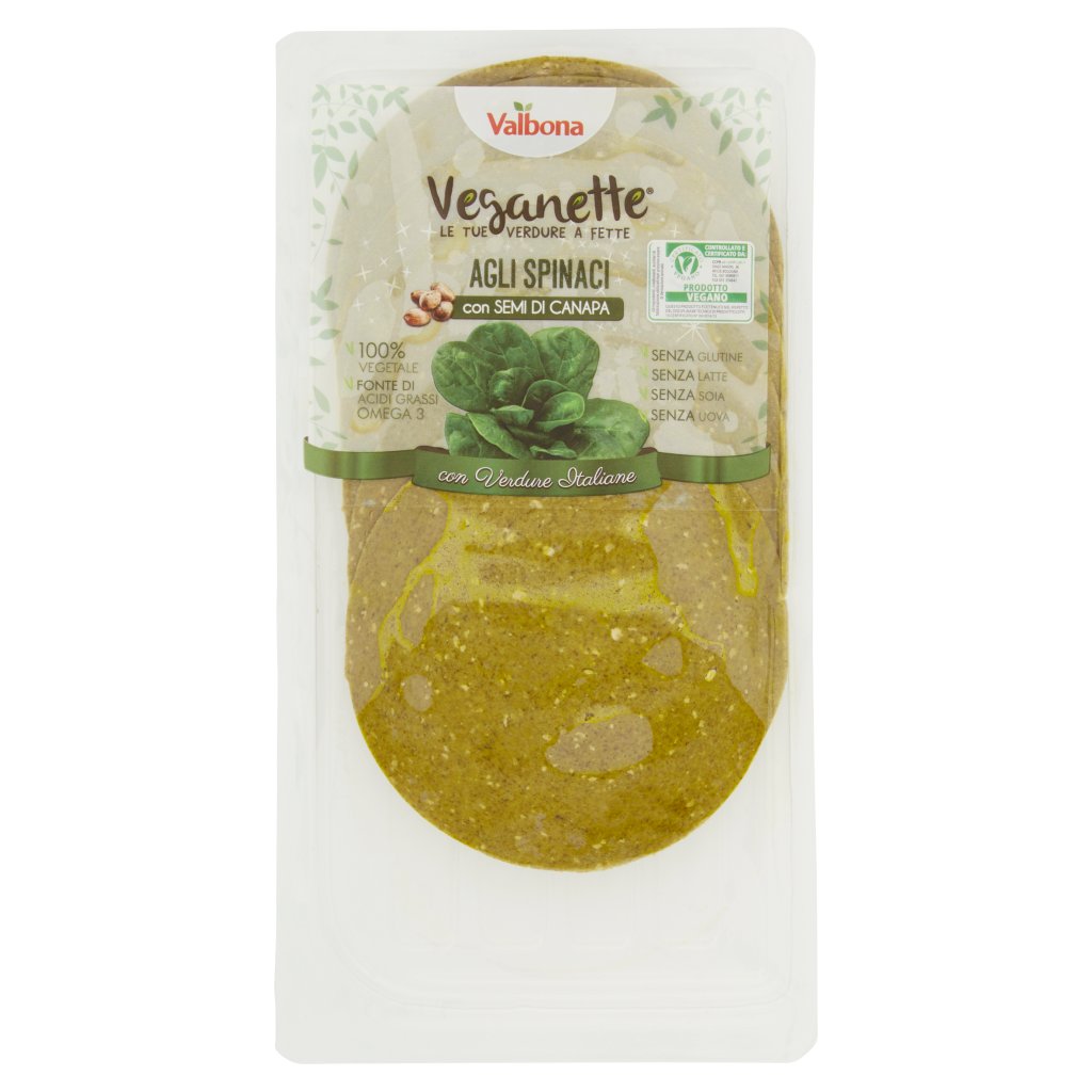 Valbona Veganette agli Spinaci con Semi di Canapa