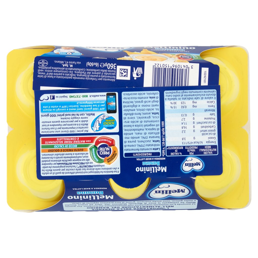 Mellin Ino Banana Merenda a Base Lattea 6 x 60 g