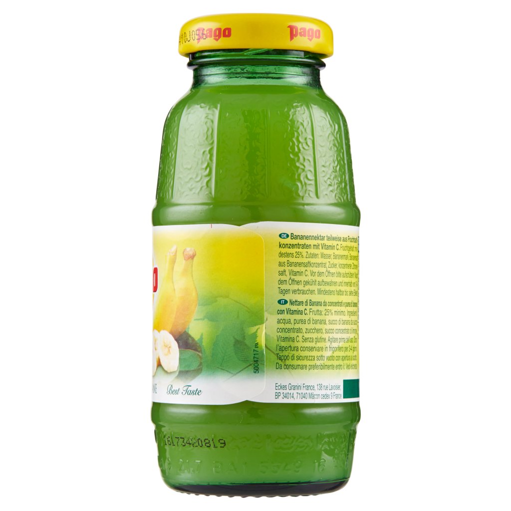 Pago Succo di Frutta, Banana Nettare, Bottiglia Vetro Monodose 20 Cl