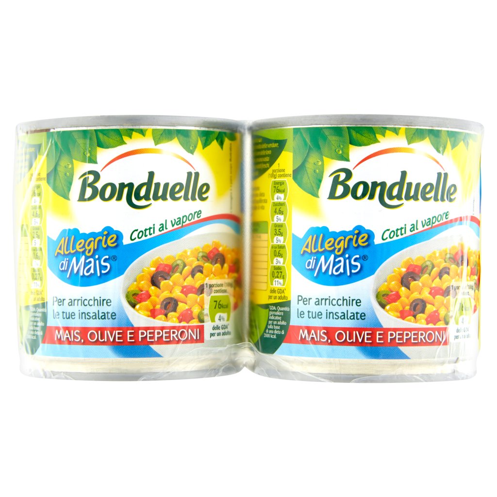 Bonduelle Allegrie di Mais Mais, Olive e Peperoni 2 x 170 g