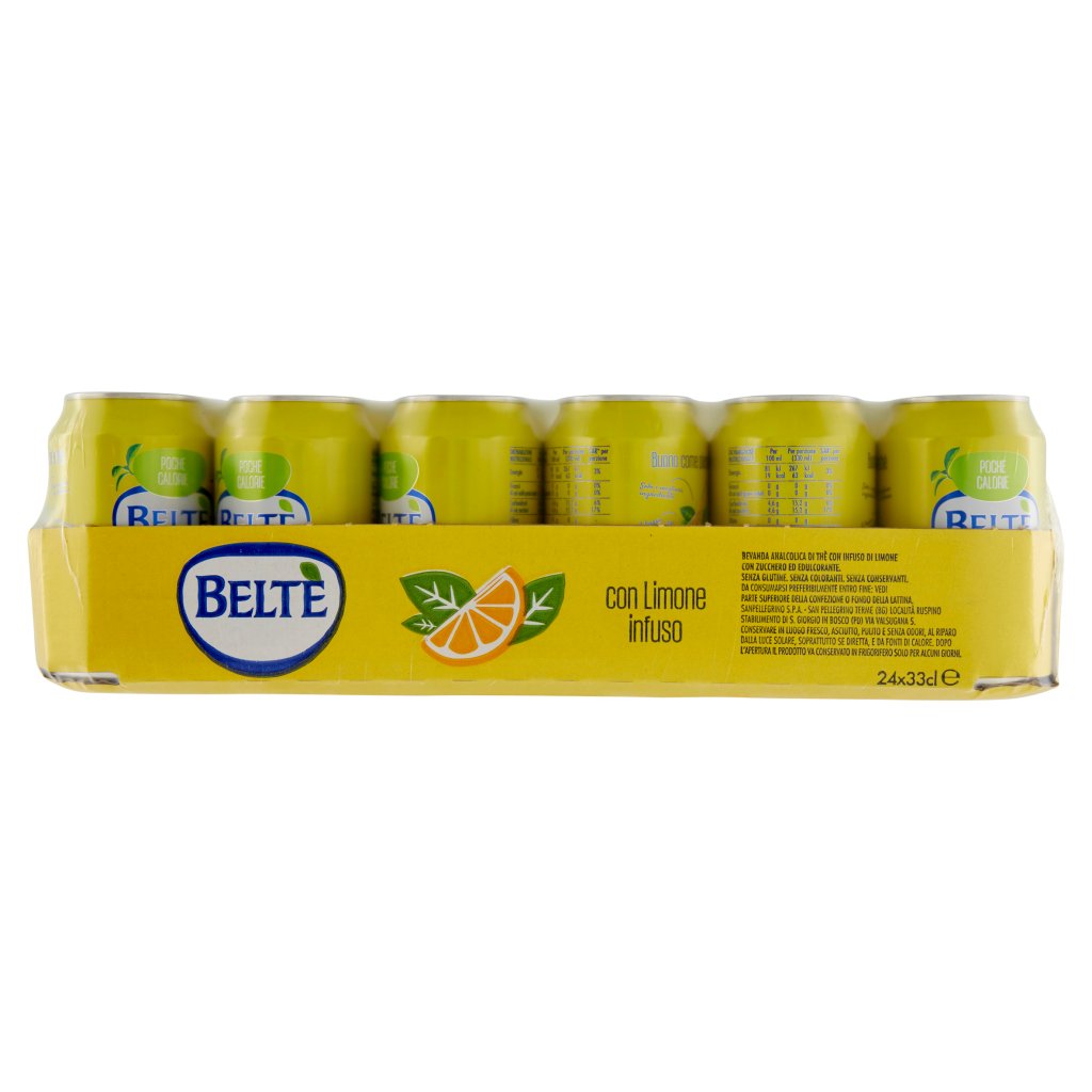 Beltè , Bevanda Analcolica di Thè in Acqua Minerale Naturale con Limone Infuso 33cl x 24, Lattina