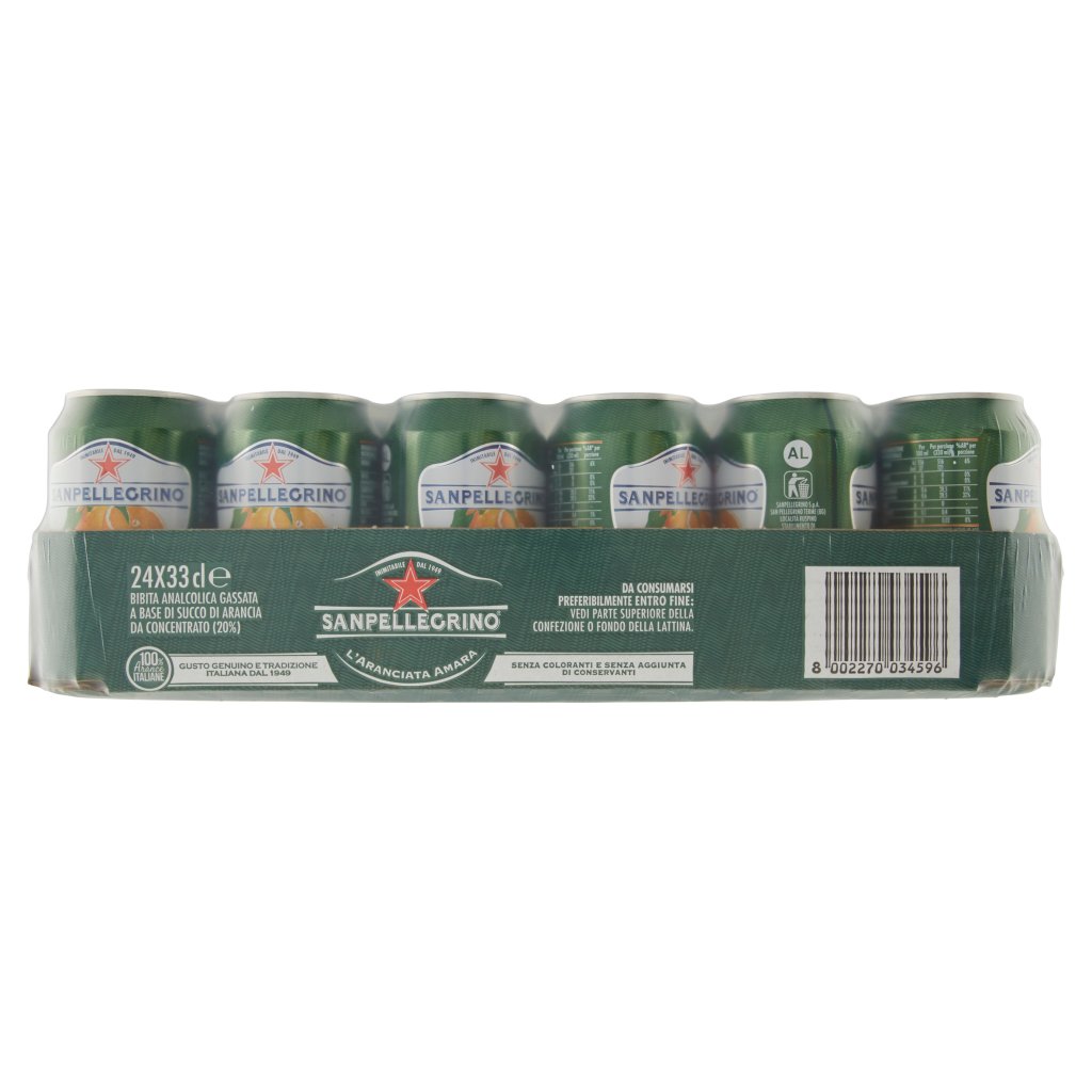 San Pellegrino Bibite Gassate, L'Aranciata Amara 33cl x 24, Lattina