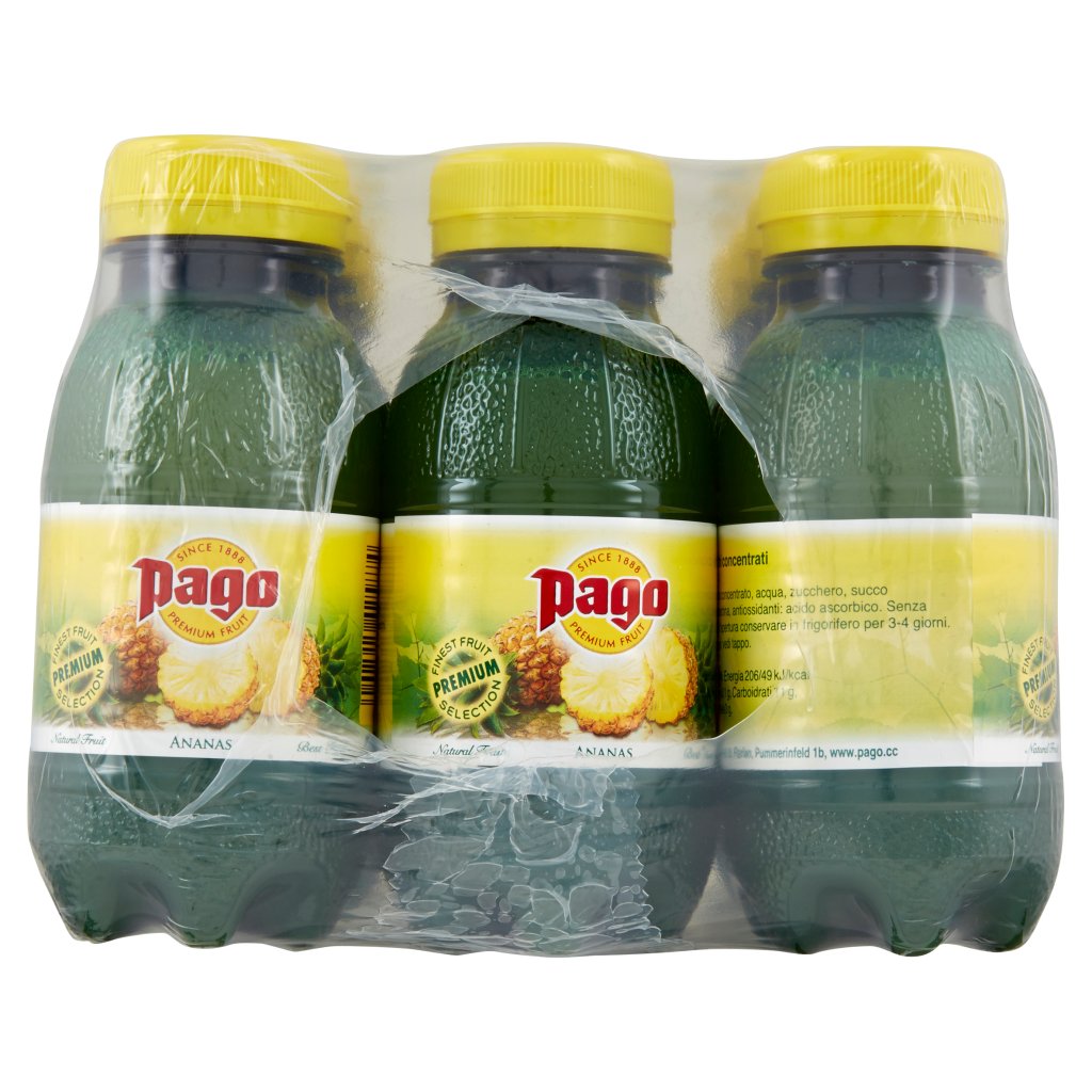 Pago Succo di Frutta, Ananas Nettare, Bottiglia Pet Monodose 20 Cl x 12