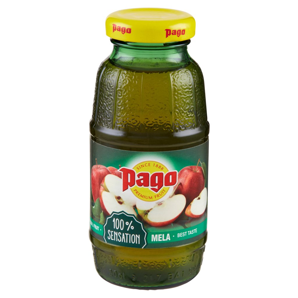 Pago Succo di Frutta, Mela 100%, Bottiglia Vetro Monodose 20 Cl