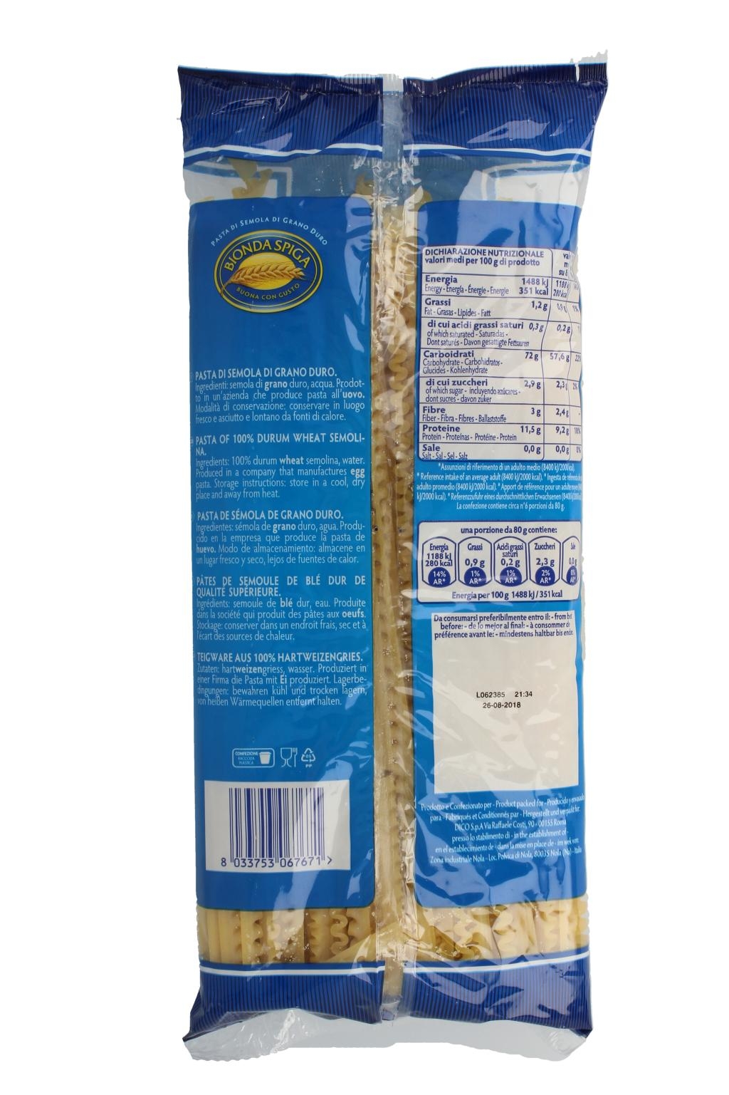 Pasta di Semola Tripoline Bionda Spiga 500 g